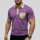 thumbnail image 2 of Camisas de Manga Corta de los Hombres Casual Color Bloqueado Botón de Solapa de Bolsillo Casual Top Transpirable, Manga Corta Tops de Verano para el Ejercicio, 2 of 6