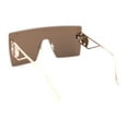 thumbnail image 4 of Luxury Oversized Rectangle Shield Rimless Lion Emblem Sunglasses Gold - Brown, 4 of 4