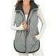 thumbnail image 2 of Chaquetas y abrigos casuales sin mangas y sin capucha para mujer, chalecos de invierno para mujer, chaqueta polar sin mangas, cuello alto con cremallera, abrigo largo cálido con cordón y bolsillos, ro, 2 of 9