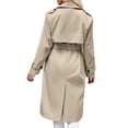 thumbnail image 5 of Double Breasted Women Solid Color Casual Long  Trench Coat with Belt, 5 of 6