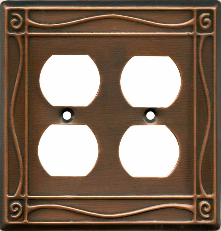 Border Antique Copper Double Duplex Outlet Covers