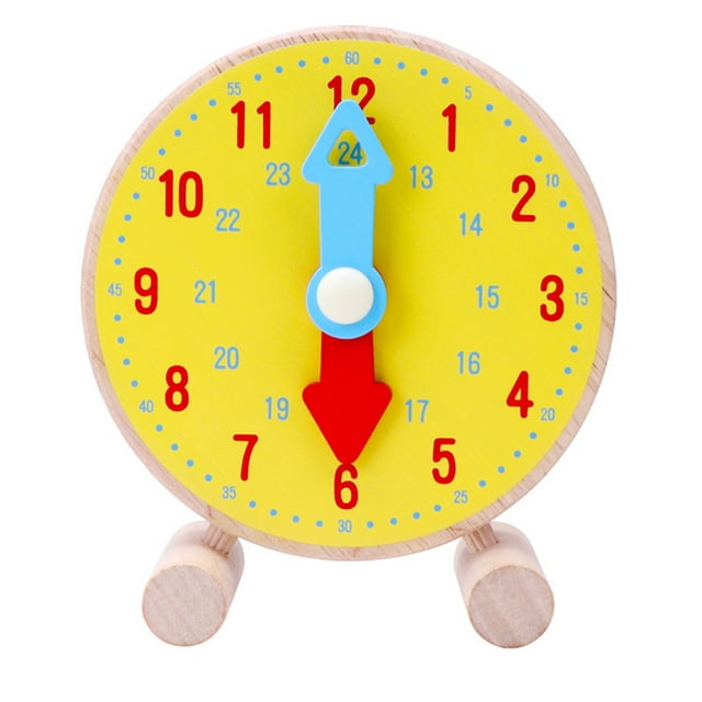 1Pack Kids Clock Learning Toy Clocks for Kids Learning Wooden Round Early Educational Design for Daily Life