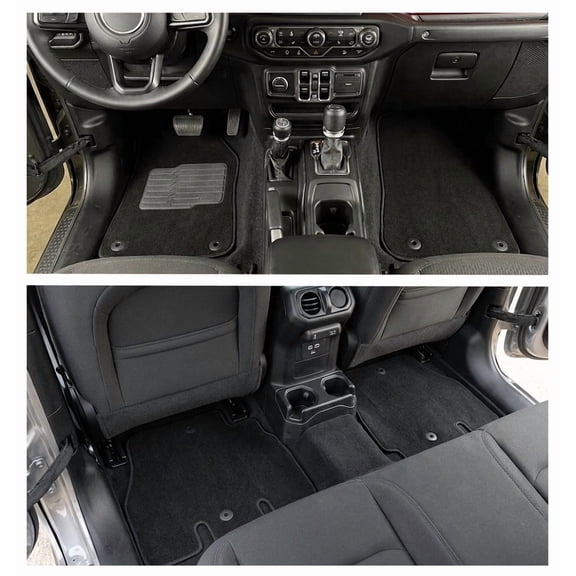 ecoMats Carpet Floor Mats for 2018 to 2026 Jeep Wrangler, Front and Rear, Black
