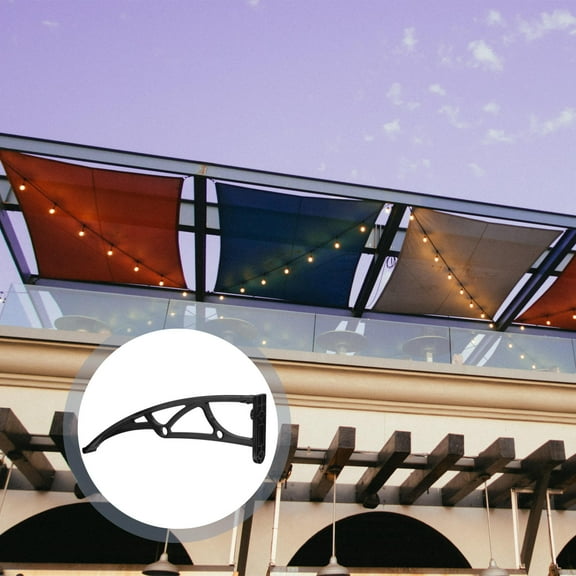 HOOWIFFY Aluminum Alloy Door Awning Bracket Black Metal Canopy Support for Patio and Balcony