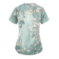 thumbnail image 3 of ADSSDQ Women Scrub Tops Print Gifts Fashion Floral Print Scrub Tops V Neck Short Sleeve Nursing Tops with Pockets Mint Green 3XL, 3 of 3