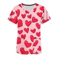 thumbnail image 4 of Summer Tops Viikei Womens Plus Size Tops Short Sleeve,Women's Short Sleeve V-neck Top Valentine's Day Printed Pocket Nurse Top Multicolor S, 4 of 5