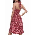 thumbnail image 2 of Robe d'Été Sans Manches Portefeuille à Col en V à Fleurs pour Femme Mini Robe Bordeaux TG, 2 of 5