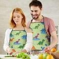 thumbnail image 5 of Green Dinosaurs Ponds Pattern Apron-Garden Aprons for Women with Pockets-Cotton Linen Waterproof Kitchen Cooking Gardening Aprons Adjustable for Kitchen,Cooking,BBQ and Salon 33x27 Inch, 5 of 7