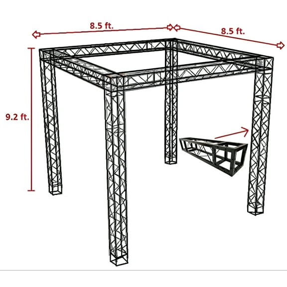 Trade Show Booth, Square Black Trusses DJ Stage 9ft X 8.5ft Metal Truss Triangle Trusses DJ