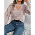 thumbnail image 4 of Duoif Sweaters for Women Trendy Women's Casual Long Sleeve Sweaters Choker Neck Cut Out Fall Pullover Sweaters Oversized Drop Shoulder Knit Tops Women's Sweaters Womens Tops Pink M, 4 of 8