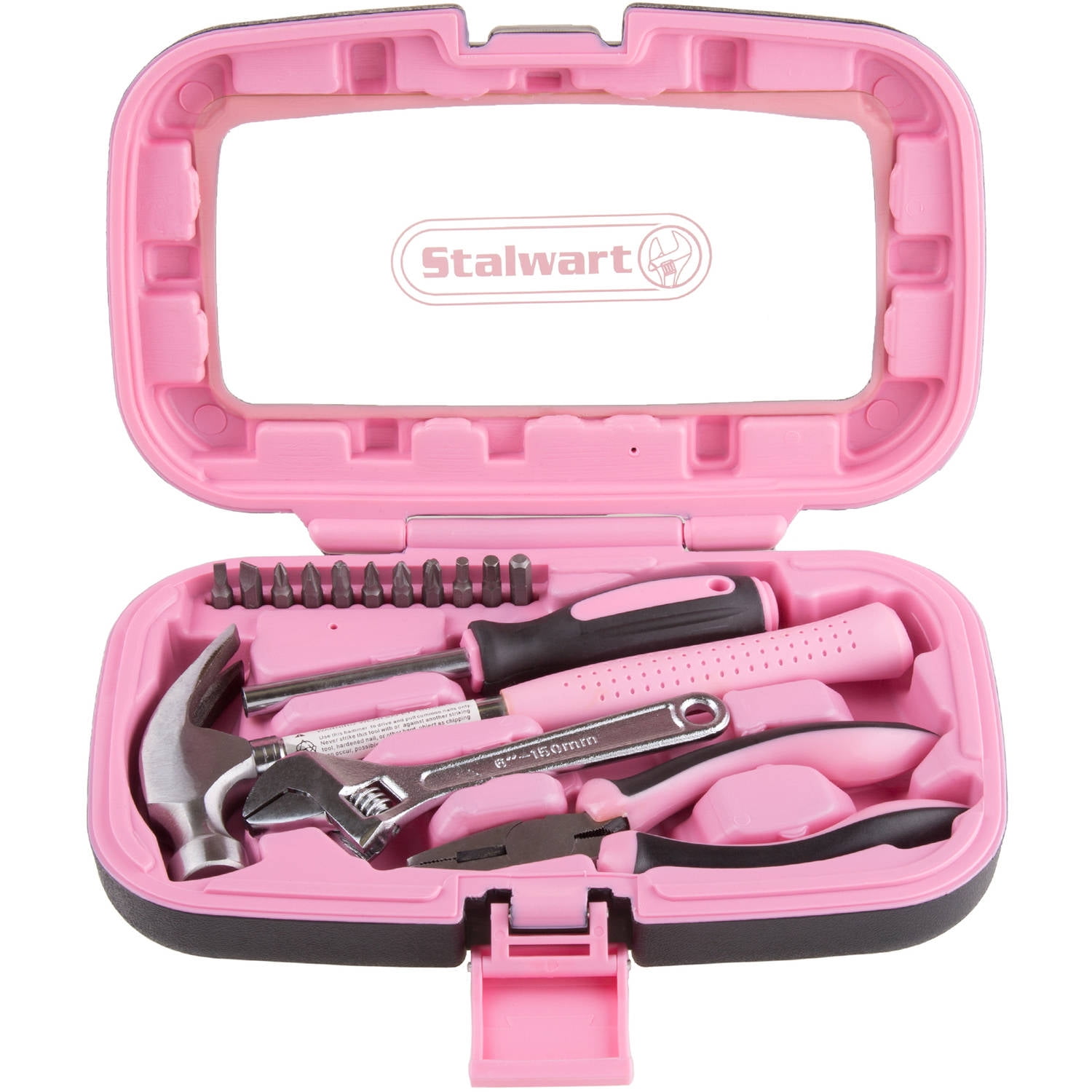 Household Hand Tools, Pink Tool Set 15 Piece by Stalwart, Set Includes “ Hammer, Wrench,... by Trademark Global LLC