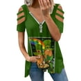 thumbnail image 2 of weskinke Top For Women Western Shirt Zipper Pullover Short Sleeve Color Block V Neck Fashion Casual Top St Patricks Day Print T Shirt, 2 of 8