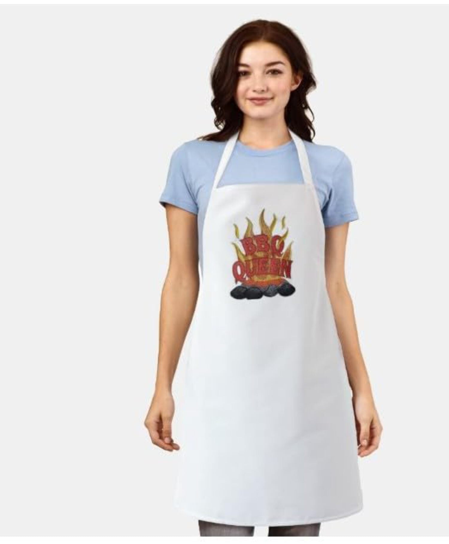 Apron Design [BBQ Queen] Embroidered Iron On/Sew Patch [5 X 6]