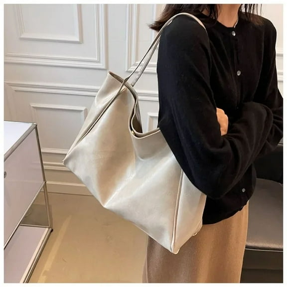 LunaGlo Women Tote Bag Fashion Underarm Pouch Large Capacity Soft Pu Leather Shoulder Bag Retro Crossbody Bag Casual Portable BucketBags