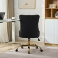 thumbnail image 6 of SEENYOO Office Chair, Modern Velvet Swivel Desk Chair with Tufted Buttons and Golden Metal Base, Adjustable Height, Black, 6 of 16