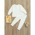 thumbnail image 4 of SAYOO 2 Pieces Kids Nightwear, Unisex Solid Color Round Neck Long Sleeve Tops+ Long Pants for Spring Autumn, 18 Months-6 Years, 4 of 8