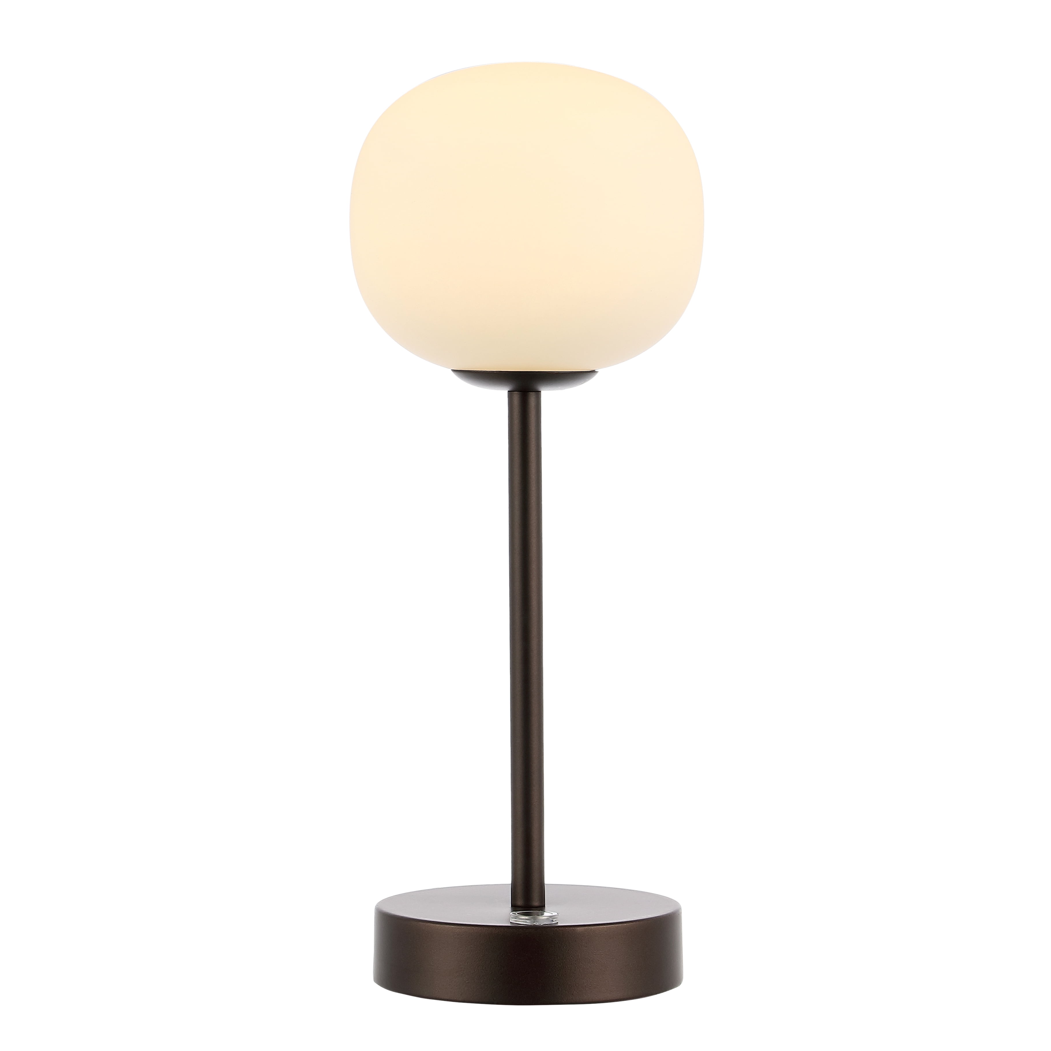 JONATHAN Y Natalia 12.25" Modern Farmhouse Iron Rechargeable Integrated Portable LED Table Lamp, Oil Rubbed Bronze/White, JYL7108B