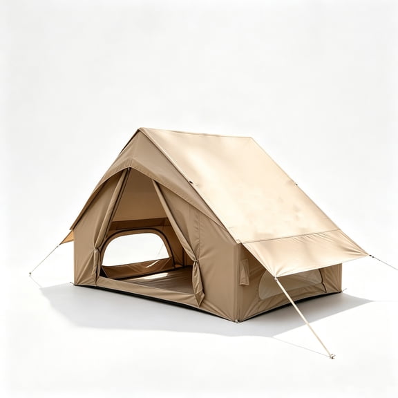 Inflatable Tent for Camping, Air Glamping Tents with Mesh Window & Hand Pump, 1 Minute Quick Setup Cabin Hot Tent, Waterproof Oxford, for Family Camping, Glamping & 4-Season Outdoor Use, 2-4 Person