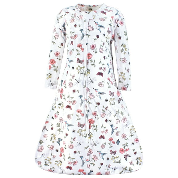 Hudson Baby Infant Girl Long Sleeve Cotton Jersey Sleeping Bag, Hummingbird Garden, 0-6 Months