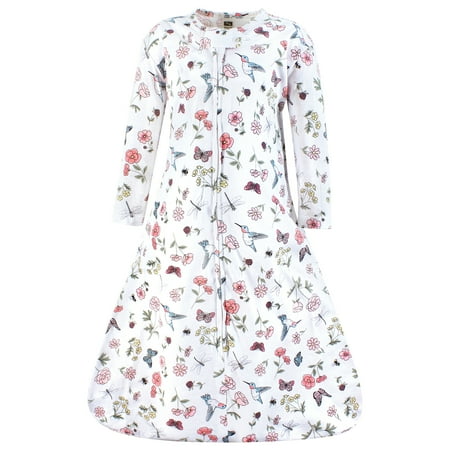 Hudson Baby Infant Girl Long Sleeve Cotton Jersey Sleeping Bag, Hummingbird Garden, 0-6 Months