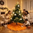 thumbnail image 4 of Ruffled Velvet Christmas Tree Skirt with Pearl Trim & Bow Ties 60 in,Luxury Round Xmas Tree Skirt, Ruffled Edge Velvet Tree Skirt for Christmas Home Party Holiday Decor-Brown, 4 of 9