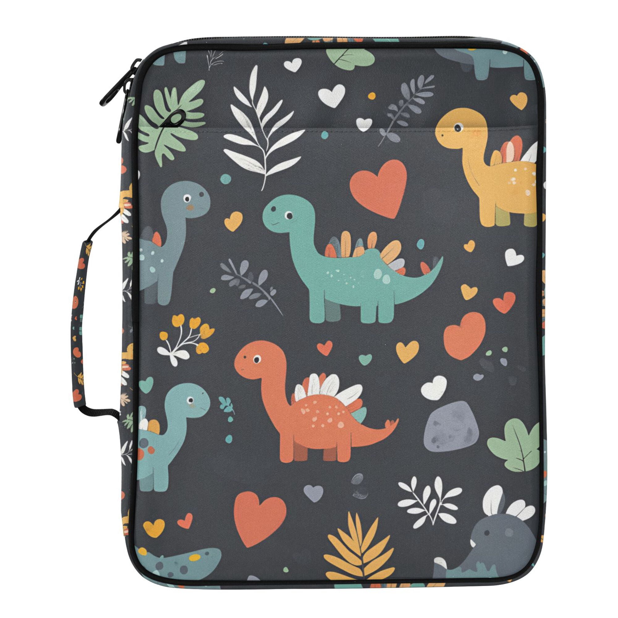 FORMRS Accordion File Folder A4 Size 7-Pocket Expanding Document Organizer Bag with 3 Ring Binder, Cute Dinosaur