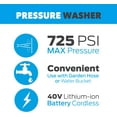 thumbnail image 3 of Pulsar 725 PSI 40v Cordless Pressure Washer with 5-in-1 Spray Nozzle, 3 of 8