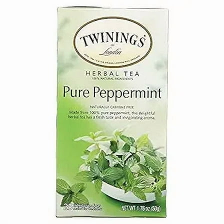 Twinings, Herbal Tea, Pure Peppermint, Caffeine Free, 25 Tea Bags, 1.76 oz Pack of 3