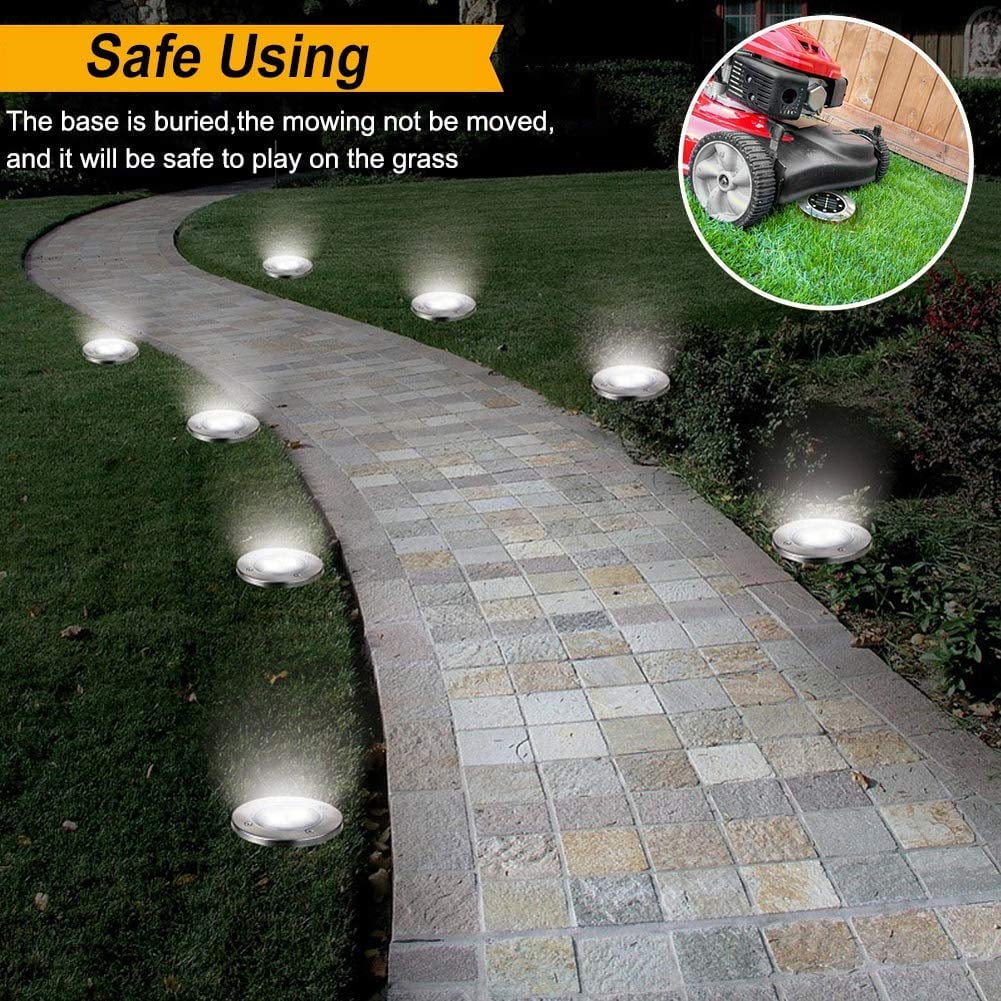 GLUAAE Solar Ground Lights,8 LED Disk Lights Solar Powered Waterproof Garden Pathway Outdoor in-Ground Lights with Light Sensor for Garden Driveway Lawn Pathway Yard Pool Step and Walkway