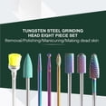 thumbnail image 1 of 8pcs Nail Drill Bit Tungsten Steel Multifunctional Exquisite Colorful with Storage Base Dustproof Lid Electric Nail File Polisher Head for Manicure Home Nail Salon, 1 of 9