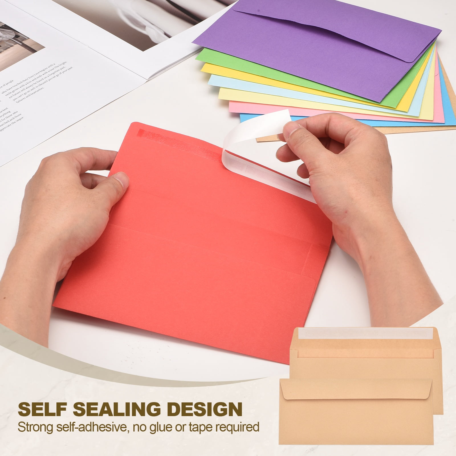 Uxcell 60 Pack Brown #10 Business Envelopes, Colored Self Seal Letter Size