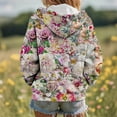 thumbnail image 5 of cocolona Hoodies for Women Casual Long Sleeve Zip Up Hooded Sweatshirts Fall Winter Fashion Floral Print Jacket Coats with Pockets, 5 of 6