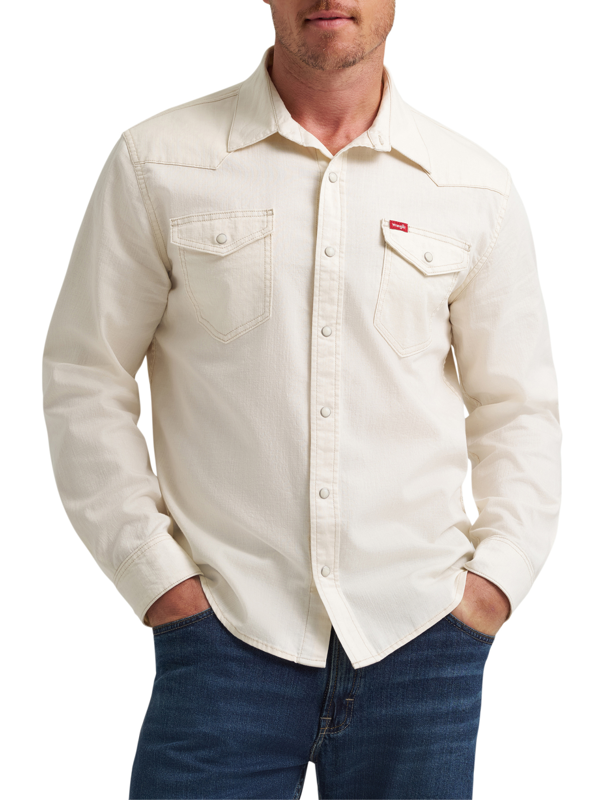 Wrangler Men's Slim Fit Long Sleeve Twill Denim Shirt photo 1