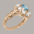 thumbnail image 3 of LBG British Made 18k Rose Gold Natural Blue Topaz & Cubic Zirconia Womens Statement Ring - 33 size options - Size 10.75, 3 of 6