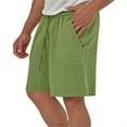 thumbnail image 4 of Mens Shorts Athletic Drawstring Waist Cotton Linen Solid Color Casual with Pockets Short Pants Green XXL, 4 of 6