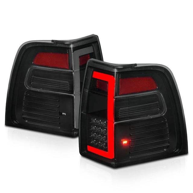 Fits 2007-2017 Ford Expedition ANZO USA Tail Light Assembly - LED 311409 Smoke Lens; Black Housing; With Sequential Light Bar; Set Of 2
