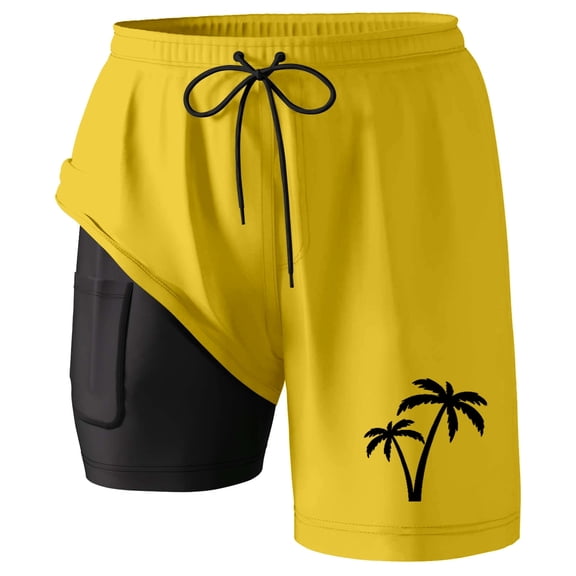 CHENge Swim Shorts Men 7 Fashion Funny/novelty Print Quick Dry Patriotic Swimming Trunks with Compression Liner Anti-Chafe Beach Shorts Bathing Suits
