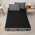 thumbnail image 4 of jejeloiu Modern Damask Zipper Full Size Comforter Sets with Fitted Sheet and 2 Pillowcases For Men Women,Classic Pattern Zipper Bedding Set,Black Gray,Black Reversible,4 Pieces, 4 of 7