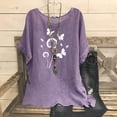 thumbnail image 2 of Eryao Chemise en Lin Imprimée pour Femmes Manches Courtes Col Rond Tops Été Pissenlit et Papillon Blouses Graphiques, Violet, TTG, 2 of 8