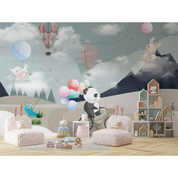 Muravie Bicycle Panda and Flying Animals Wallpaper