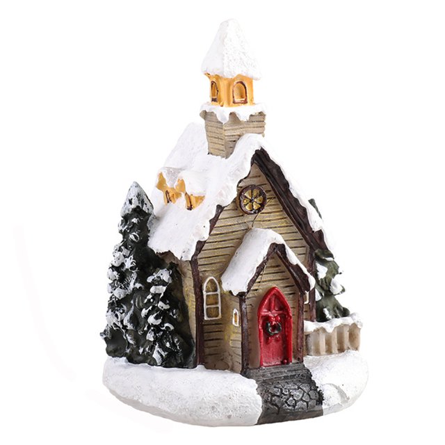 Pueblo De Nieve Led De Navidad Casa De Navidad Brillante Decoración De Cabaña De Cabaña De Resina Luminosa Para Decoración De Vacaciones Scienceny HA042480-01