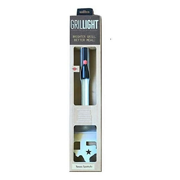 Grill Lumière en Acier Inoxydable Seule Étoile Texas Barbecue Spatule Tourneur avec Lampe de Poche LED - Acier de Qualité Restaurant Épais - Étanche et Lave-Vaisselle - Grill dans l'Obscurité