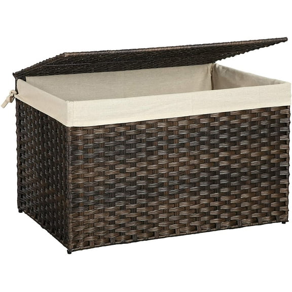 SONGMICS Storage Box with Cotton Liner, Rattan-Style Storage Basket