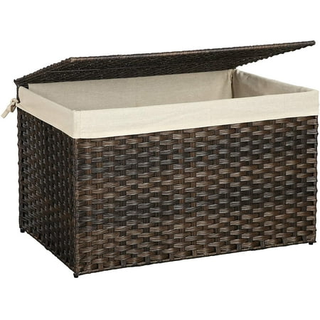 SONGMICS Storage Box with Cotton Liner, Rattan-Style Storage Basket