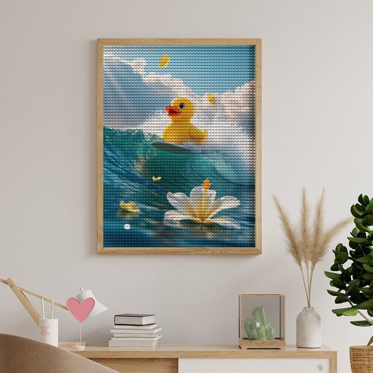 Diamond Art Kits for Adults, Rubber Duck Surfing Waves 5D Diamond