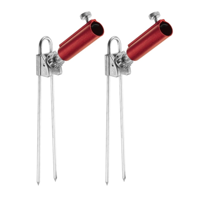 Unique Bargains Titulaire de Cannes à Pêche Titulaire de Poteau de Pêche Support de Support de Sol Support de Pliage Rouge 2 Pack