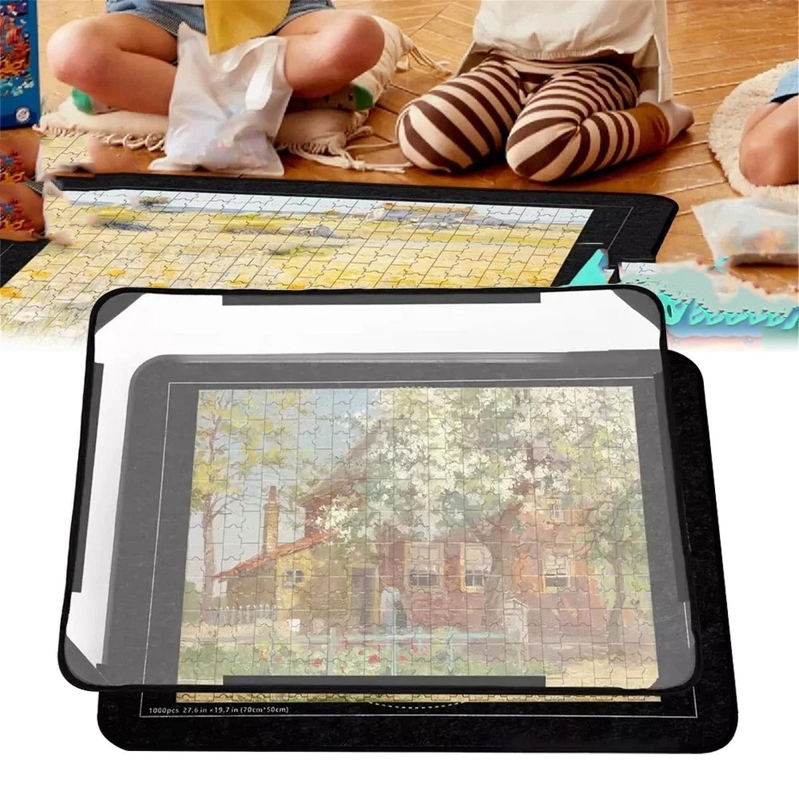 ZMKIAG Lightweight Puzzle Board for 1000 Pieces with 6 Sorting Trays - Non-slip Puzzle Table with Storage Cover for Jigsaw Puzzles, Portable Work Surface for Home, Travel & Game Night