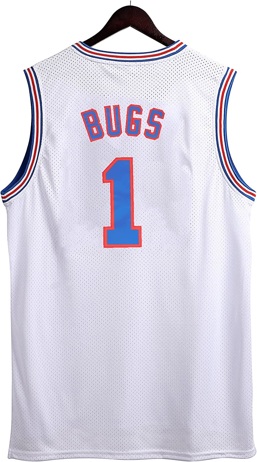  Mens Basketball Jersey #1 Bugs Halloween Costumes Space 90S  Movie Jersey (#1 Red X-Small) : Clothing, Shoes & Jewelry