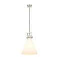 thumbnail image 2 of Innovations Lighting  Newton Cone - 1 Light 14" Stem Hung Pendant Satin Nickel/Matte White, 2 of 5
