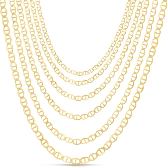 Floreo 10k Yellow Gold (2mm, 2.5mm, 3.2mm, 4mm, 5mm) Solid Mariner Chain Necklace